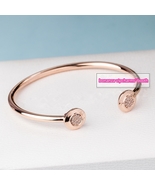 2018 Spring Release Rose Gold Signature Open Bangle Bracelet with Clear Cz  - £20.56 GBP