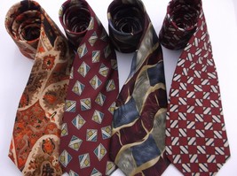 4 SILK TIES ROUNDTREE AND YORKE ZODLAC FANTASY COCKTAIL COLORS HUNTING H... - £29.13 GBP