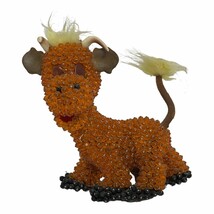 Vintage Push Pin Beaded Bull Cow Orange Mid Century Modern Kitsch Country Farm - £27.41 GBP