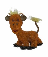 Vintage Push Pin Beaded Bull Cow Orange Mid Century Modern Kitsch Countr... - $34.37