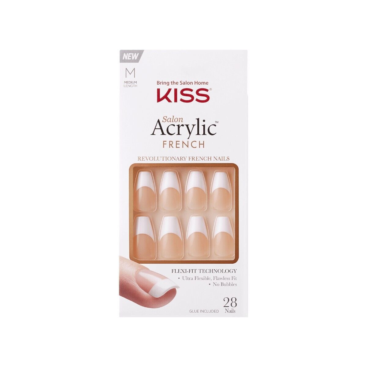 KISS NEW YORK SALON ACRYLIC FRENCH  REVOLUTIONARY FRENCH NAILS SHAPE KSA12 - $7.59