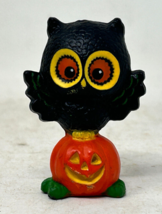 Vintage Hallmark Cards Merry Miniature  1976 Owl on Jack-O-Lantern Pumpkin 2.5in - £19.63 GBP