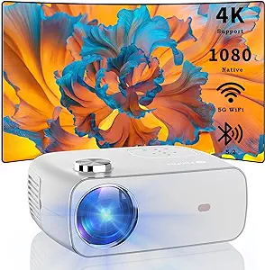 4K Projector With Wifi And Bluetooth, Native 1080P 18000 Lumens Max 300&quot;... - £231.96 GBP