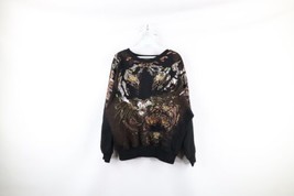 Vintage 90s Streetwear Womens Medium Sequined Safari Big Cat Tiger Sweatshirt - $59.35