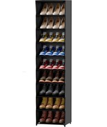 Fiducial Home 18 Pairs Shoe Cubby 9 Tiers Covered Shoe Rack Shelf Storage - $39.98