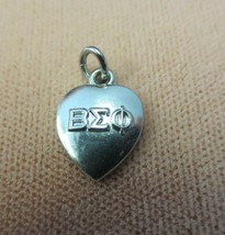 Antique 1952 Beta Sigma Phi  CHARM  heart silver  sorority - £12.04 GBP