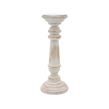 Vintage-Style Round Wooden Candle Stand in Antique White - $64.83