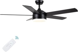 52-Inch Black Yuhao Ceiling Fan With Lights And Remote Control, Dimmable - $168.94