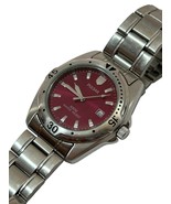 Pulsar by Seiko VX32-X300 Quartz Watch Maroon Dial Silver Tone Japan Mov... - €41,10 EUR