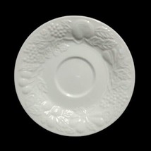 Gibson Designs FRUIT 2-Saucers 6 5/8&quot;D Embossed Fruit All White Apple Pe... - £10.89 GBP