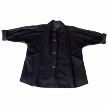 Max Mara Overcoat Coat Womens 8 Black Thick Soft Wool Warm Ruffled Details - £148.18 GBP