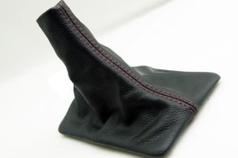  Fits 2005-2009 Ford Mustang Real Black Leather Manual Shift Boot &amp; Red ... - $19.75