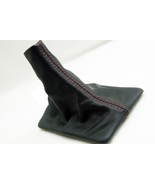  Fits 2005-2009 Ford Mustang Real Black Leather Manual Shift Boot &amp; Red ... - $19.75