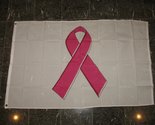 Breast Cancer Awarenes Pink Ribbon White 3&#39;x5&#39; Polyester Flag - £3.93 GBP