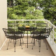 Outdoor Garden Patio Balcony 5pcs Poly Rattan Bistro Dining Set 4 Chairs &amp; Table - £367.15 GBP+