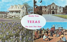 Postcard Howdy From Texas The Lone Star State Alamo Bluebonnets Cowboys G4 - £2.55 GBP