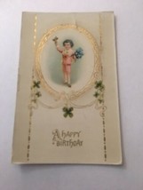 Vintage Postcard Posted Happy Birthday Girl With Blue Flowers - £1.56 GBP