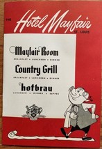 Hotel Mayfair St. Louis Room Information Card 1953-54 - £3.18 GBP