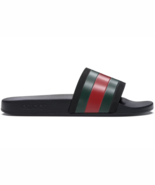 Gucci Kid&#39;s Black Slides Red Green Stripe US 2.5-3 / EU 34 Brand New In Box - $266.70 CAD