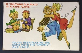 Comic Postcard Sexy Blonde Kissing Old Maid Card Game Risque Humor - £4.71 GBP