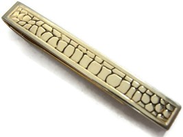 Swank Tie Bar Gold Tone Lizard Skin Motif Vintage Men Dress Accessories - $24.74