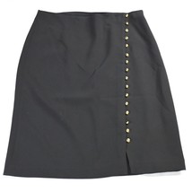 Talbots 8 Black Gold Button Knee Length Womens Modest Pencil Skirt - £15.68 GBP