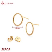 24K Gold Color Brass Round Circle Irregular Oval Rectangle Stud Earrings Pins Hi - £9.59 GBP