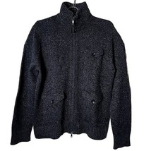 Banana Republic Men L Lambs Wool Blend Charcoal Grey Full Zip Sweater Ja... - £46.58 GBP