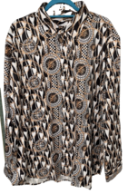 Luxury Chain Baroque Print Long Sleeve Button Down Dress Shirt Mens Sz X... - £21.30 GBP