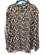 Luxury Chain Baroque Print Long Sleeve Button Down Dress Shirt Mens Sz X... - £21.62 GBP