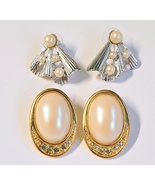 2 Pair Earrings Faux Pearls Large Pierced Style and Chunky - $8.95