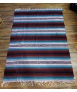 Vintage Del Mei Mexico Made Serape Southwest Aztec Wool Blanket Fringe 4... - £109.45 GBP