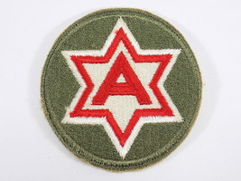 Vintage 6TH Army Military Sew On Patch Wwii Red "A" In Six Pointed Star 3" W - $3.46