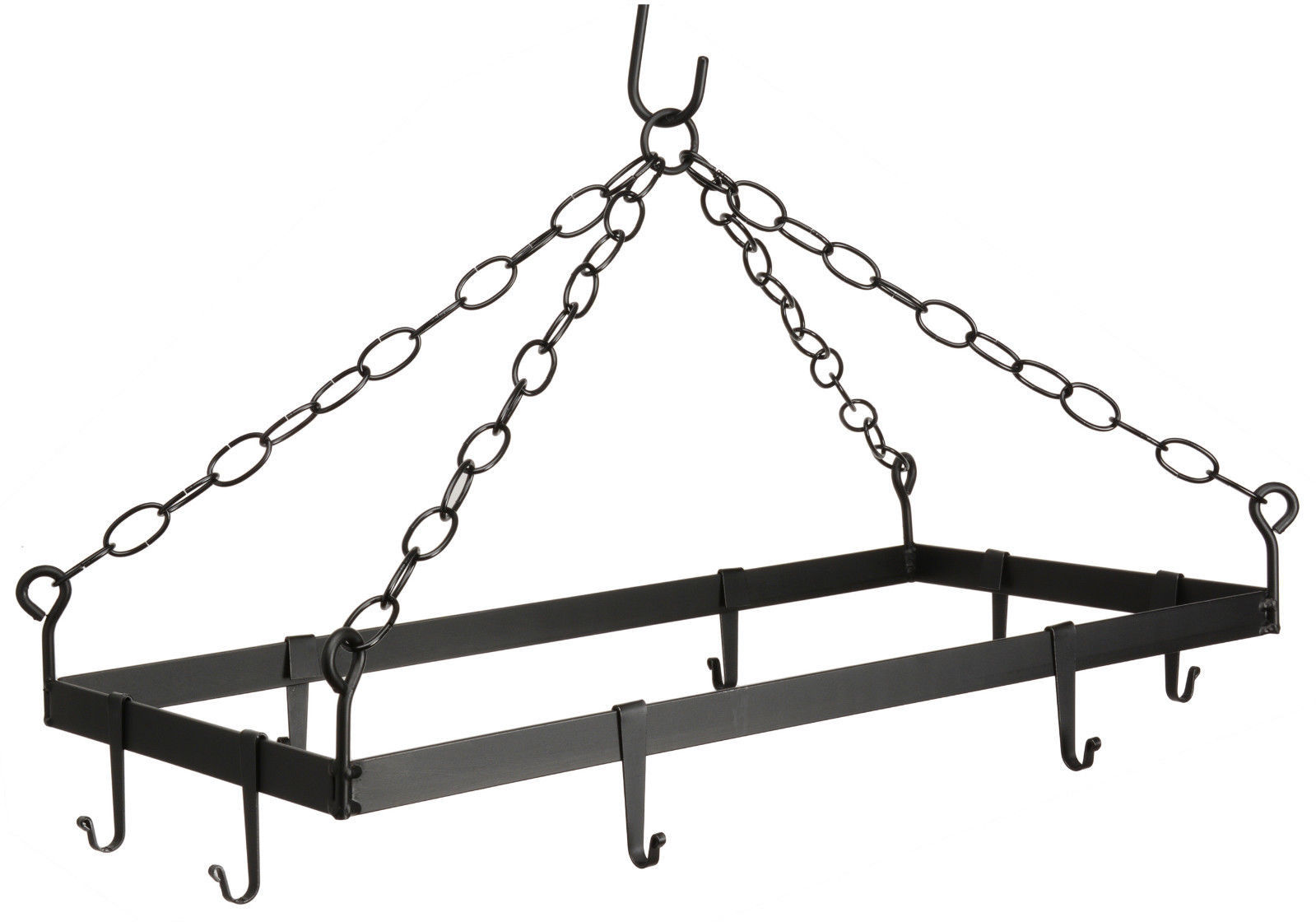 HANGING POT & PAN RACK Wrought Iron Kitchen Holder with 8 Scroll Hooks AMISH USA - $109.97