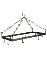 HANGING POT &amp; PAN RACK Wrought Iron Kitchen Holder with 8 Scroll Hooks A... - £86.39 GBP