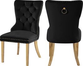 Black Set Of 2 Meridian Furniture Carmen Collection Velvet Upholstered Dining - £384.45 GBP