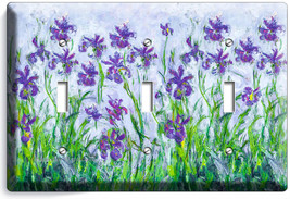 LILAC IRISES CLAUDE MONET PAINTING 3 gang LIGHT SWITCH WALL PLATE ROOM A... - £13.34 GBP