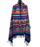 Shawl Scarf South Western Aztec Blanket Striped Size 34&quot;Wx80&quot;L Made in I... - $32.46 CAD