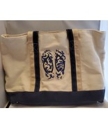 Lilac &amp; Black Canvas Blue &amp; Cream beach bag tote large Snap Close Zipper... - £8.79 GBP