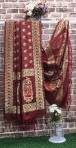 Rust &amp; Gold Indian Banarasi Scarf, Dupatta For women, Viscose silk Stole DP31 - £14.07 GBP