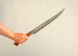266 Layer Damascus 22&quot; Handmade Short Sword SHARP ~55 HRC Leather Sheath... - £64.42 GBP
