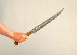 266 Layer Damascus 22&quot; Handmade Short Sword SHARP ~55 HRC Leather Sheath... - £64.37 GBP