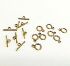Circle Toggle Clasps Antiqued Bronze Bracelet Necklace T Clasps 8 Sets Findings - £2.48 GBP