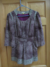 LEIFSDOTTIR Anthropologie Silk Black White Purple Blouse Sz 4 Floral Top Tunic - £19.94 GBP
