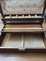 Vintage Brown Gold Felt Jewelry Box 12 1/2&quot; X 8&quot; X 3 1/2&quot; - €16,93 EUR