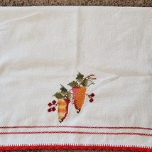 Vintage 1980 Farmhouse Red Kitchen Towel Orange Carrots Cross Stitch 28x... - £13.34 GBP