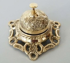 Vintage Brass Table Top Desk Bell Antique  Hotel Service Reception Counter - £31.23 GBP