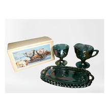 Vintage INDIANA GLASS CO. Iridescent  Carnvival Glass Sugar, Creamer &amp; Tray Set - £37.63 GBP
