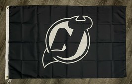 New Jersey Devils Logo Flag 3x5 ft Hockey Sports Black Banner Man-Cave - £12.57 GBP