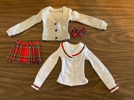 1/3 SD School Girl BJD Doll Red White Plaid Outfit Skirt Set Luts Made in Korea - £47.33 GBP